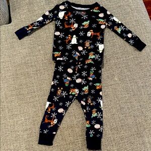 Old Navy Navy Blue Christmas 2 piece pajamas 12-18 30 year anniversary Christmas